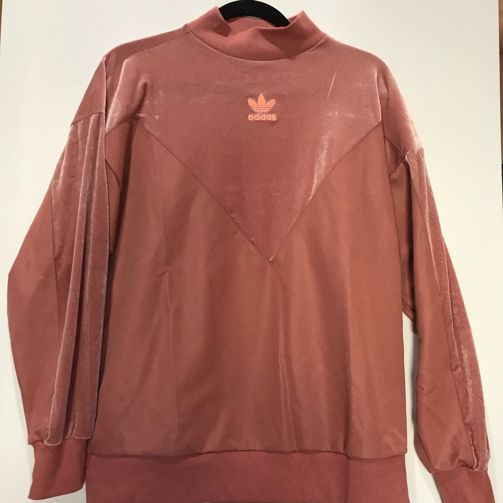 Velour Coral Adidas Originals Mock Neck